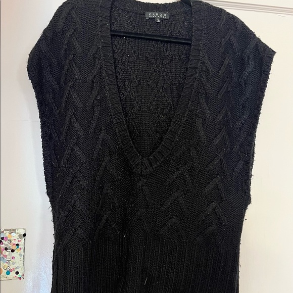 KAROO MARK EISEN Black Knitted Sweater V Neck Vest - Picture 1 of 7